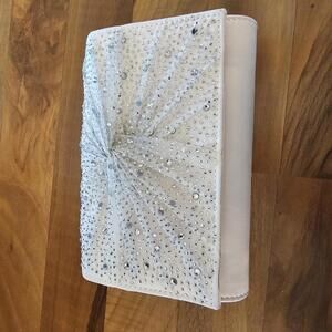 White Rhinestone Embellished Women's Clutch with Chain Strap Wedding